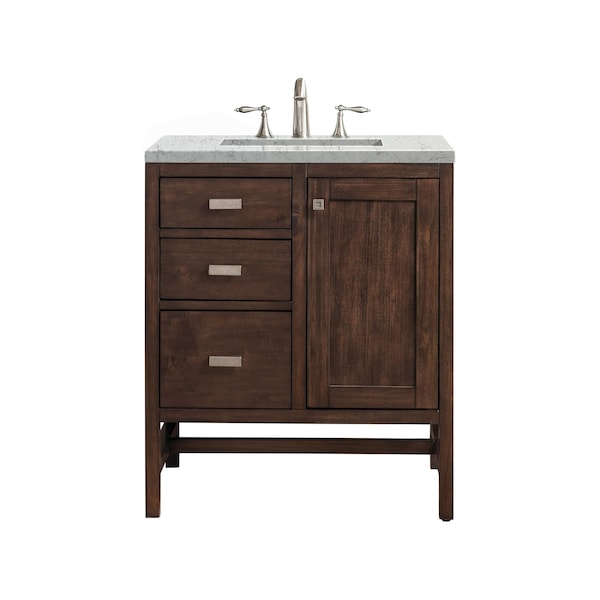 James Martin Vanities Addison 30in Single Vanity, Mid-Century Acacia w/ 3 CM Eternal Jasmine Pearl Quartz Top E444-V30-MCA-3EJP - main